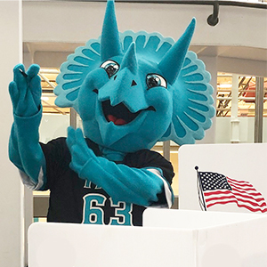 Stomp the mascot encourages you to vote!